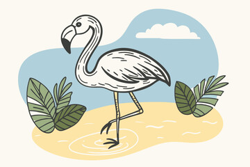 Funny Flamingo Beach Summer Clipart Pack