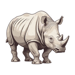 Obraz premium Hand Drawn Rhino Cartoon Illustration