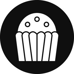 Cupcake Glyph Black Circle Icon