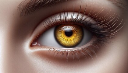 Fototapeta premium Human yellow eye realistic beautiful closeup zoom