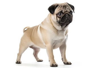 Obraz premium Dog pug cate standing. isolated white background