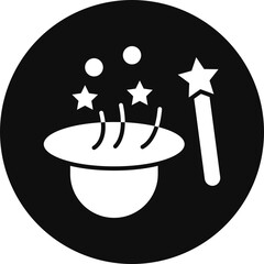 Magic Hat Glyph Black Circle Icon