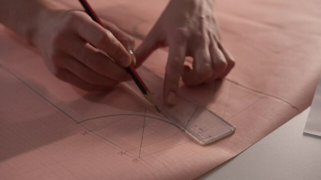 Woman Drawing Pattern in Studio
