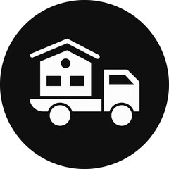 Moving Home Glyph Black Circle Icon