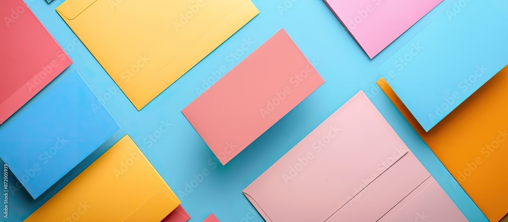 Aufkleber colorful background showcasing a business card mockup with copy space image for text, arranged in a 