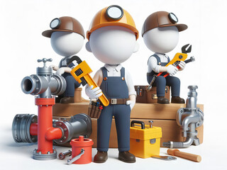 Plumber in a 3D cartoon figure graphic