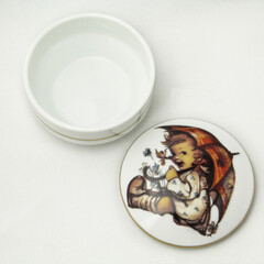 Porcelain Box with lid isolated on a white back