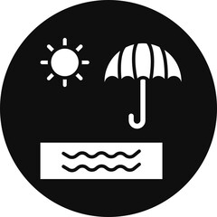 Beach Glyph Black Circle Icon