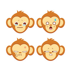 Vector set of monkey emoji stickers Isolated on white background