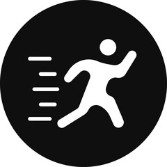 Running Glyph Black Circle Icon
