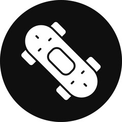 Skateboard Glyph Black Circle Icon