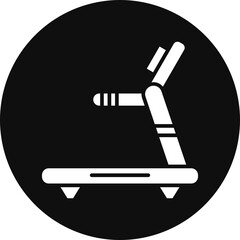 Treadmill Machine Glyph Black Circle Icon
