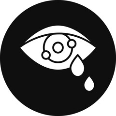 Crying Glyph Black Circle Icon