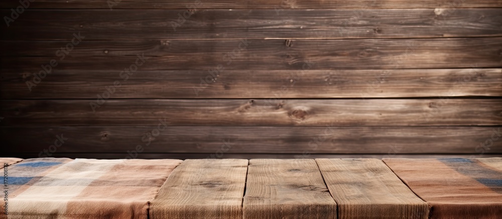 Poster wooden table background with abstract tablecloths, perfect for a copy space image.
