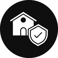 Home Insurance Glyph Black Circle Icon