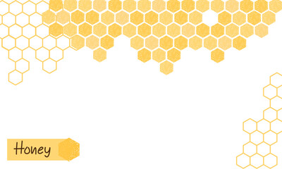 Beehive honey sign with hexagon grid cells and honey sign banner vector.