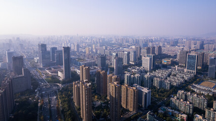 Expansive Urban Cityscape at Sunrise