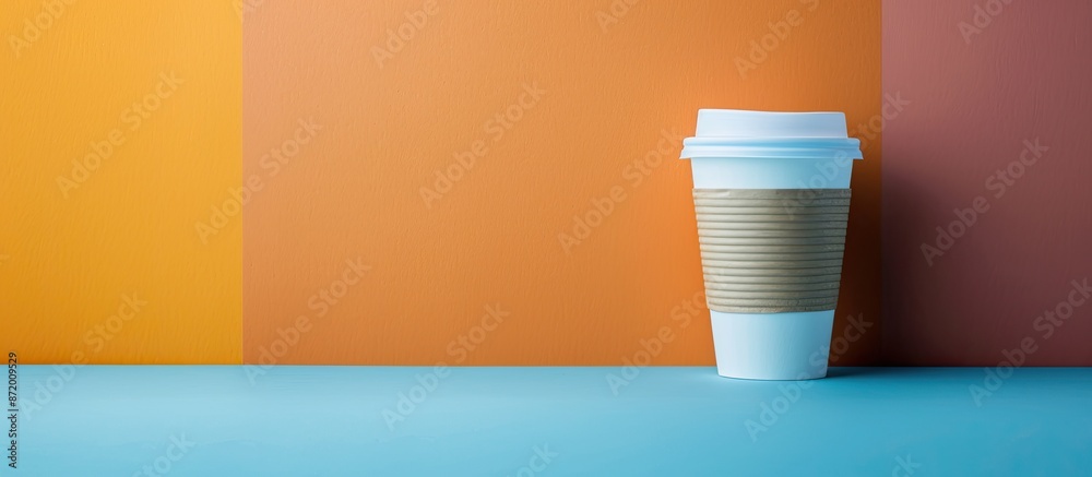 Poster Paper cup on a colorful background with copy space image.