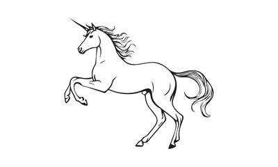 unicorn, Magic unicorn silhouette, Silhouette of a flying unicorn, Unicorn head circle tattoo illustration, horses tattoo. Black unicorn silhouette vector style and white background