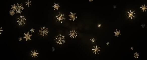 Festive Snowstorm: Magnificent 3D Illustration Showcasing Falling Christmas Snowflakes
