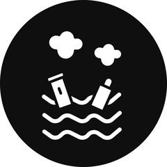 Water Pollution Glyph Black Circle Icon