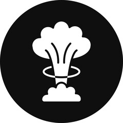 Nuclear Explosion Glyph Black Circle Icon