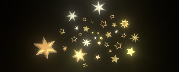 XMAS Stars - stars background, sparkle lights confetti falling. magic shining Flying christmas stars on night