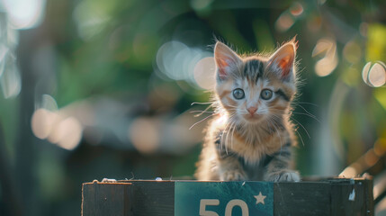 card with number 50 and a cat