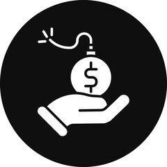 Debt Glyph Black Circle Icon