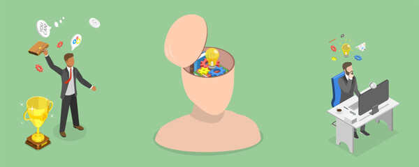 3D Isometric Flat Vector Illustration of Idea Generation, Problem Solving
