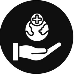 Global Aid Glyph Black Circle Icon