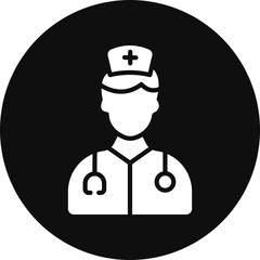 Stethoscope Glyph Black Circle Icon