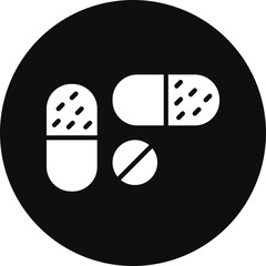 Pills Glyph Black Circle Icon