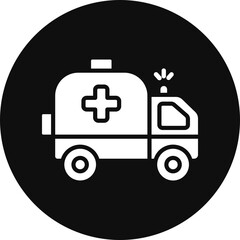 Ambulance Glyph Black Circle Icon