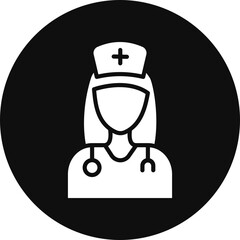 Nurse Glyph Black Circle Icon