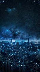 Fototapeta premium Blue digital cityscape