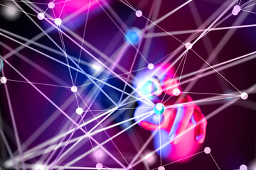 Global network. Blockchain. 3D illustration. Neural networks and artificial intelligence. Abstract
