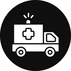 Ambulance Vector Glyph Black Circle Icon