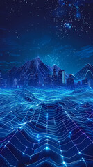 Blue digital cityscape