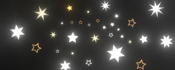 Holiday Stardust Rain: Brilliant 3D Illustration Showcasing Descending Christmas Stars