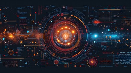 Fototapeta premium Futuristic Digital Interface with Data Visualization and Technology Elements.