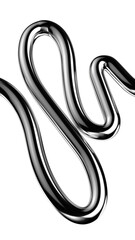 Naklejka premium Y2K chrome curved line shape isolated. Futuristic metallic 3D curve element, squiggle wavy line background