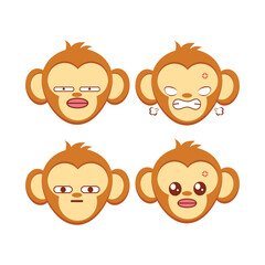 Vector set of monkey emoji stickers Isolated on white background