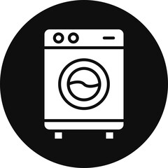 Washing Machine Glyph Black Circle Icon