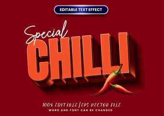 3d Chili text effect. Red chili text and smoke effect. cartoon text style effect	