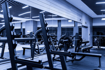 Fototapeta premium Modern Fitness Center with Weightlifting Equipment