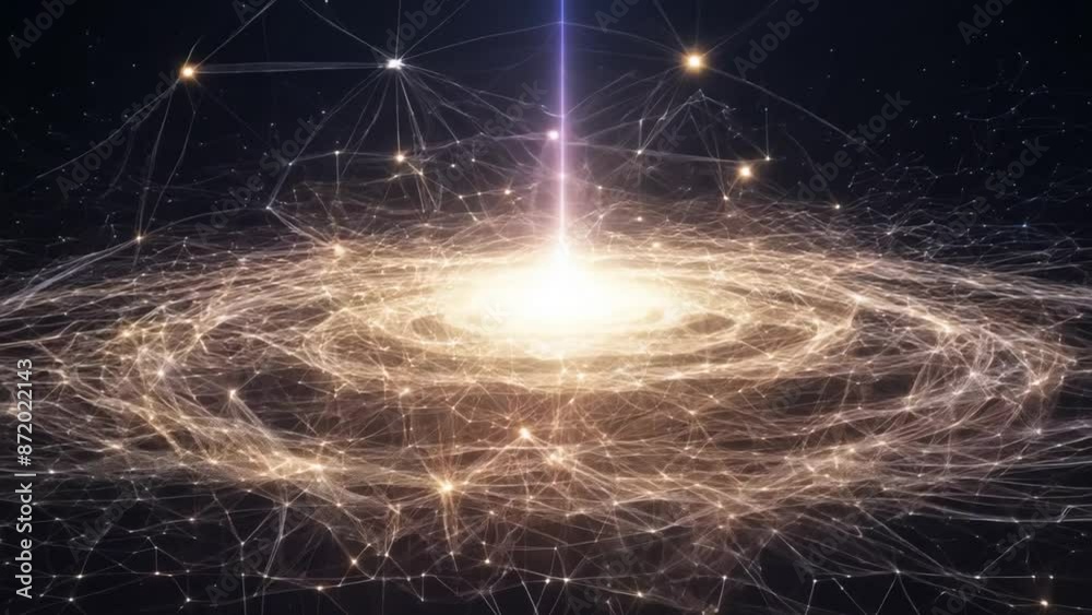 Poster abstract galaxy with interconnected lines generative ai