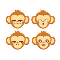 Vector set of monkey emoji stickers Isolated on white background