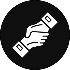 Shake Hand Glyph Black Circle Icon