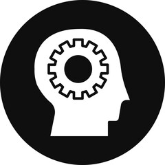 Thinking Glyph Black Circle Icon